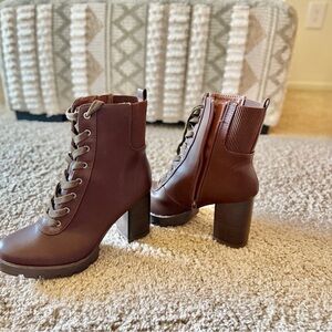 Brown Lace-Up Ankle Boots